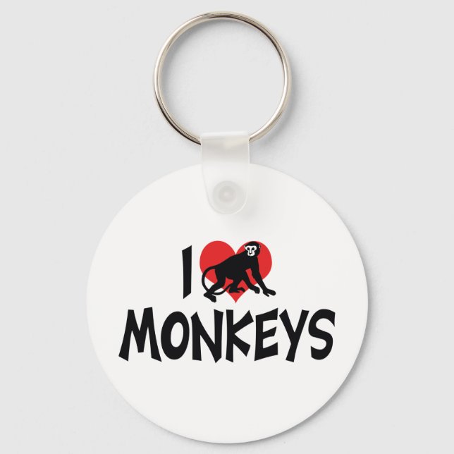 I Love Heart Gorillas - Gorilla Lover Keychain (Front)