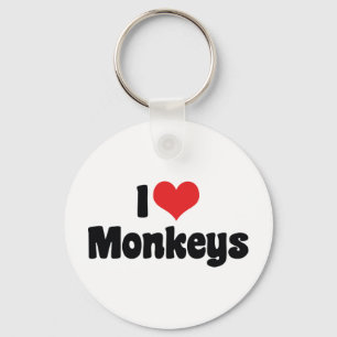 I Love Heart Gorillas - Gorilla Lover Keychain