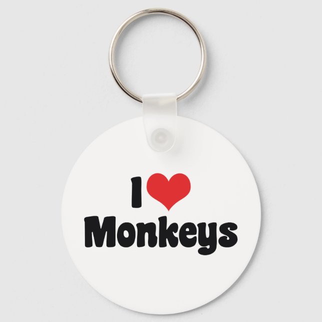 I Love Heart Gorillas - Gorilla Lover Keychain (Front)