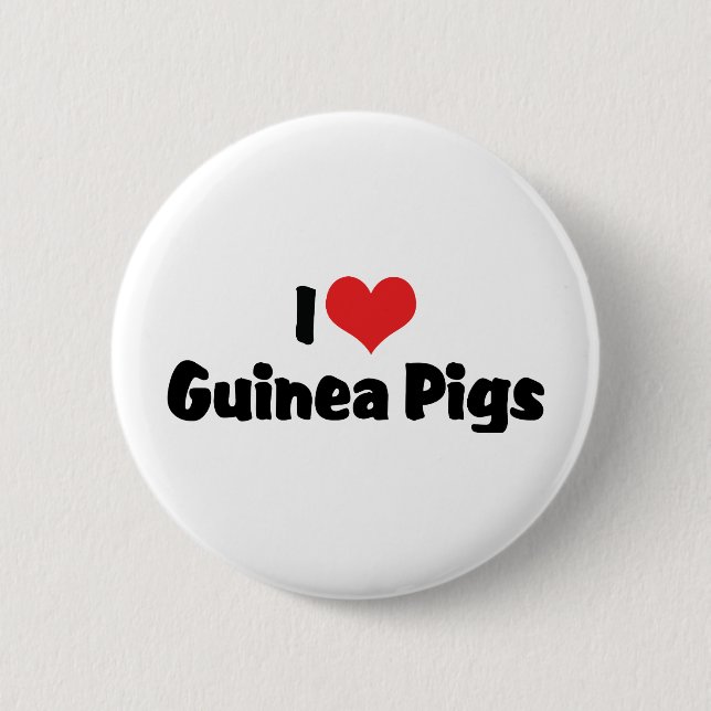 I Love Heart Guinea Pigs 2 Inch Round Button (Front)
