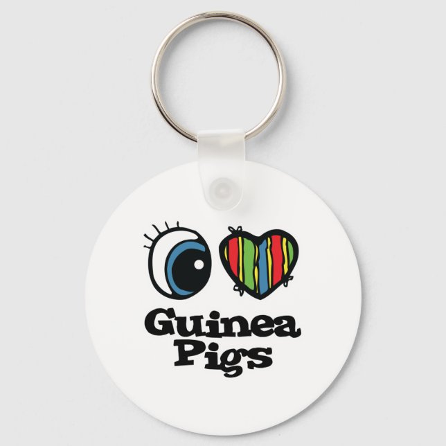 I Love (Heart) Guinea pigs Keychain (Front)