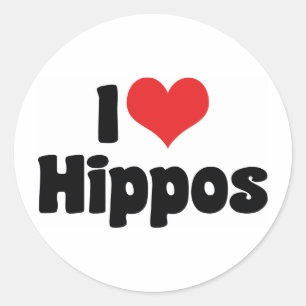 I Love Heart Hippos - Hippopotamus Lover Classic Round Sticker