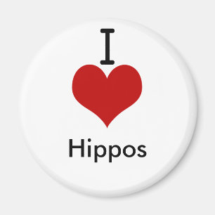 I Love (heart) Hippos Magnet