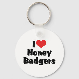 I Love Heart Honey Badgers Keychain