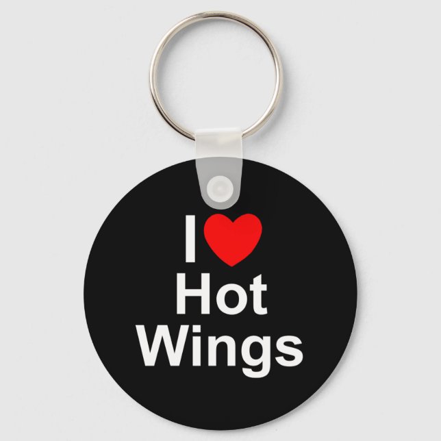 I Love (Heart) Hot Wings Keychain (Front)