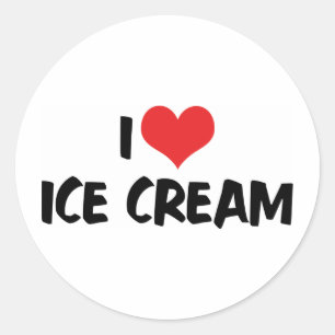 I Love Heart Ice Cream Classic Round Sticker