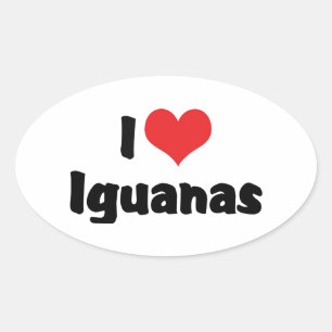 I Love Heart Iguanas - Lizard Lover Oval Sticker