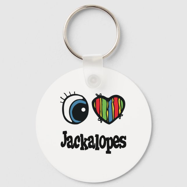 I Love (Heart) Jackalopes Keychain (Front)