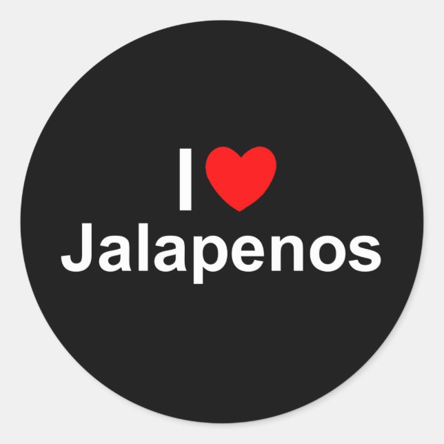 I Love (Heart) Jalapenos Classic Round Sticker (Front)