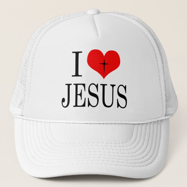 I Love (Heart) Jesus Trucker Hat (Front)