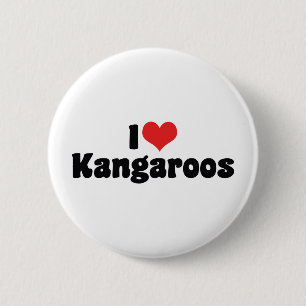 I Love Heart Kangaroos - Kangaroo Lover 2 Inch Round Button
