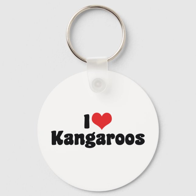 I Love Heart Kangaroos - Kangaroo Lover Keychain (Front)