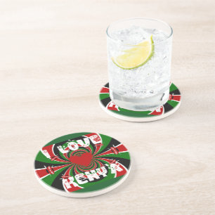 I Love Heart Kenya: Dynamic Flag Art Coaster