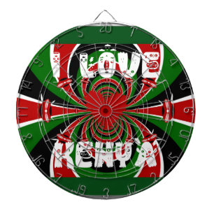 I Love Heart Kenya: Dynamic Flag Art Dartboard