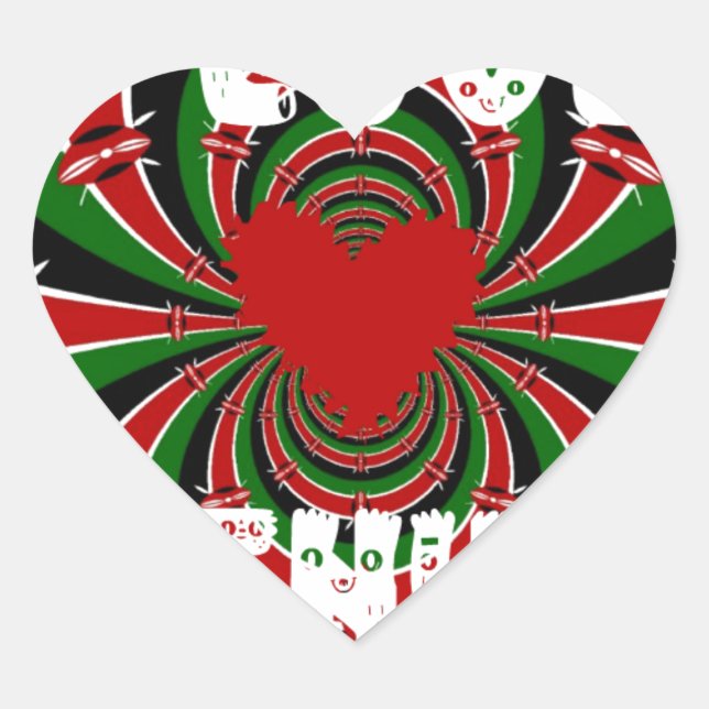 I Love Heart Kenya: Dynamic Flag Art Heart Sticker (Front)