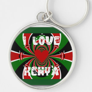 I Love Heart Kenya: Dynamic Flag Art Keychain