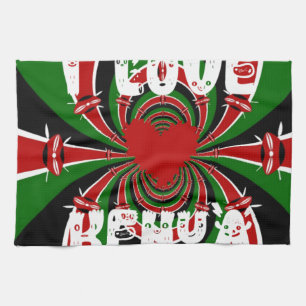 I Love Heart Kenya: Dynamic Flag Art Kitchen Towel