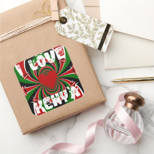 I Love Heart Kenya: Dynamic Flag Art Square Sticker