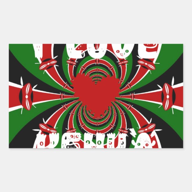 I Love Heart Kenya: Dynamic Flag Art Sticker (Front)
