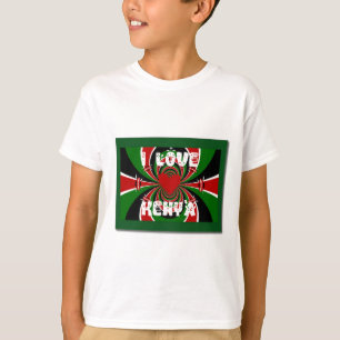 I Love Heart Kenya: Dynamic Flag Art T-Shirt