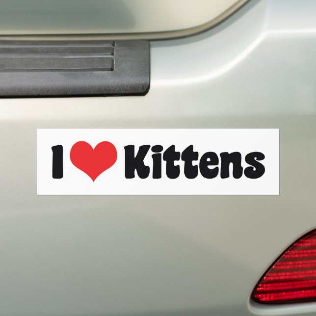 I Love Heart Kittens - Cat Lover Bumper Sticker (On Car)