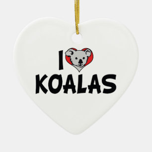 I Love Heart Koalas - Koala Bear Lovers Ceramic Ornament
