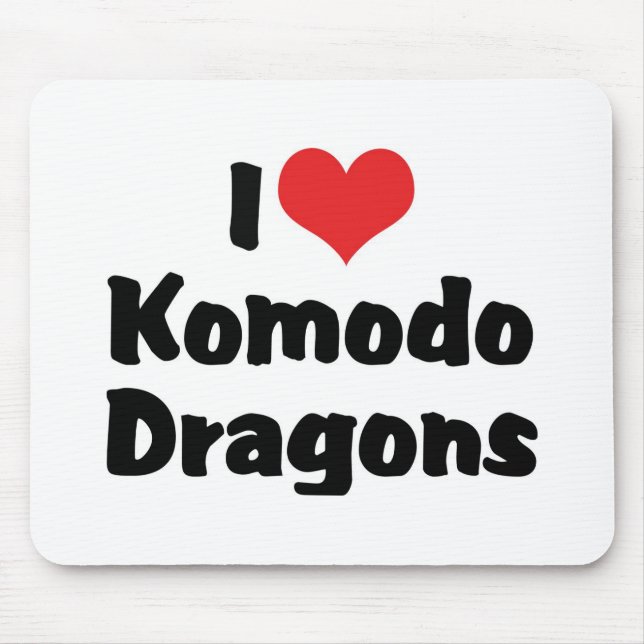 I Love Heart Komodo Dragons Mouse Pad (Front)