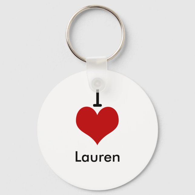 I Love (heart) Lauren Keychain (Front)