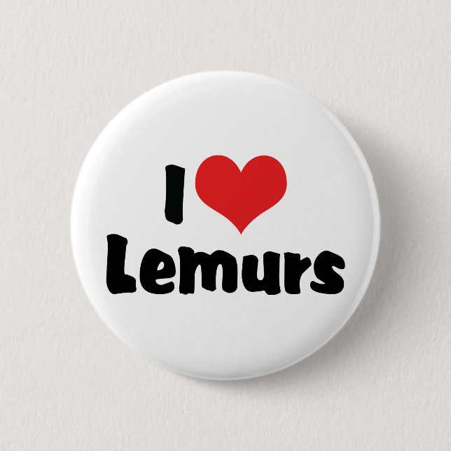 I Love Heart Lemurs 2 Inch Round Button (Front)