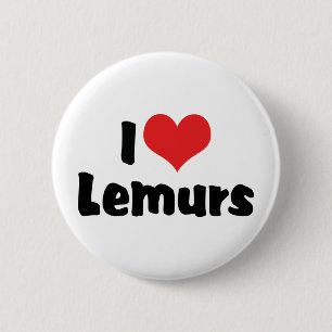 I Love Heart Lemurs 2 Inch Round Button
