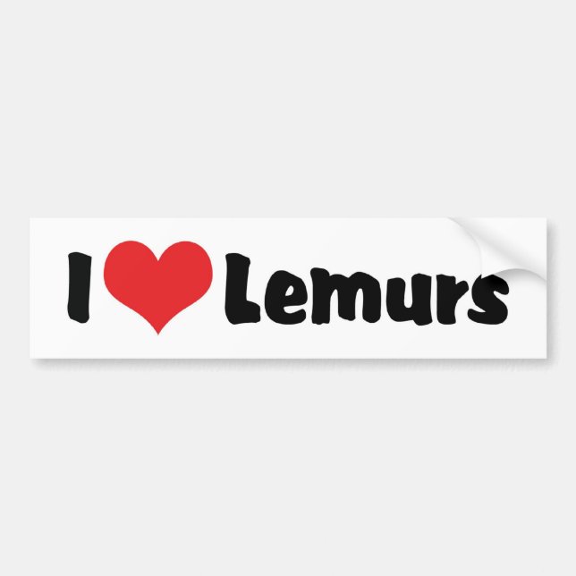 I Love Heart Lemurs Bumper Sticker (Front)