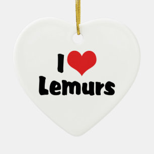 I Love Heart Lemurs Ceramic Ornament