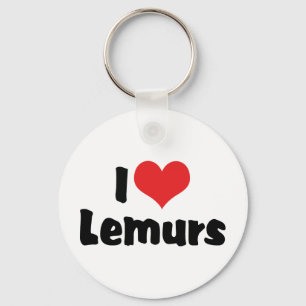I Love Heart Lemurs Keychain