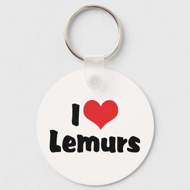 I Love Heart Lemurs Keychain (Front)