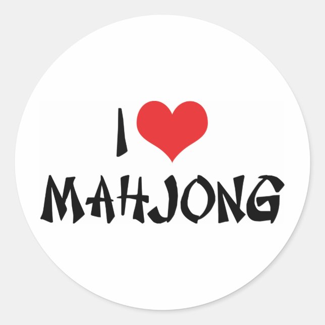 I Love Heart Mahjong - Mah Jong Lover Classic Round Sticker (Front)