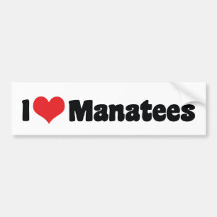 I Love Heart Manatees Bumper Sticker