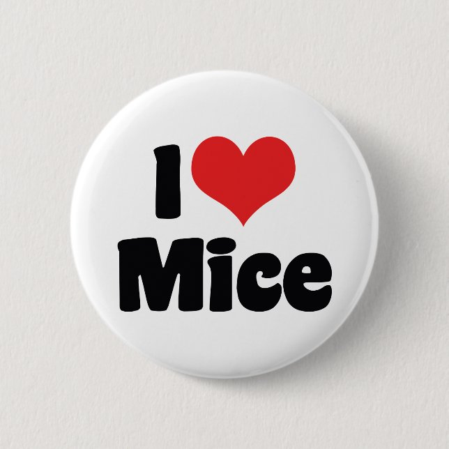 I Love Heart Mice - Mouse Lover 2 Inch Round Button (Front)