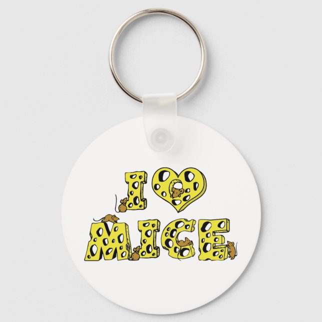 I Love Heart Mice - Mouse Lover Keychain (Front)