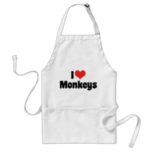 I Love Heart Monkeys Standard Apron