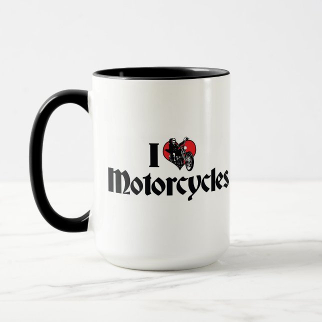 I Love Heart Motorcycles Mug (Left)