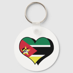 I Love Heart Mozambique Flag Keychain