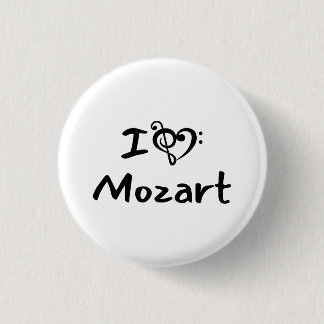I love heart Mozart Classical Music Black Text 1 Inch Round Button