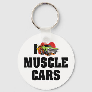 I Love Heart Muscle Cars - Muscle Car Lover Keychain