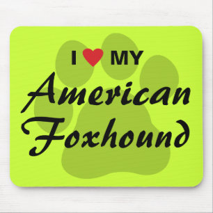 I Love (Heart) My American Foxhound Mouse Pad