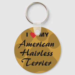I Love (Heart) My American Hairless Terrier Keychain