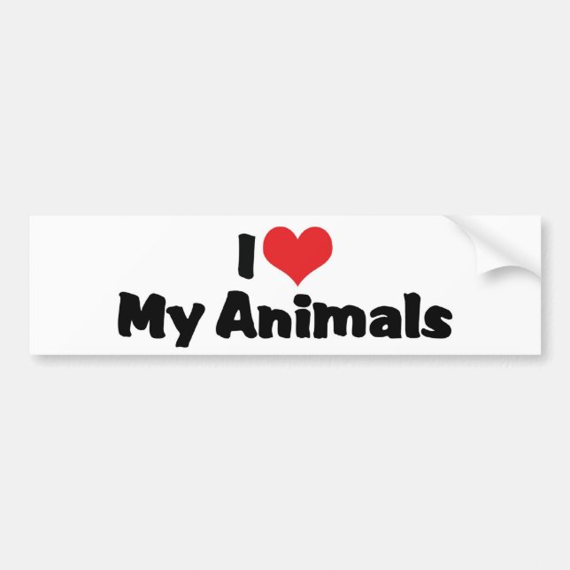 I Love Heart My Animals - Pet Lover Bumper Sticker (Front)