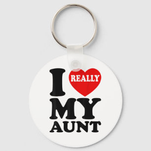 I Love (heart) My Aunt For Nephew And Niece Family Keychain