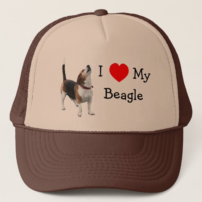 I Love Heart My Beagle Cute Dog Hat (Front)