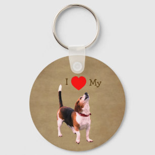 I Love Heart My Beagle Dog  Keychain