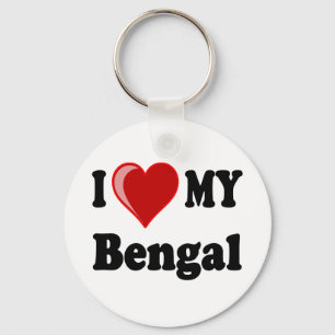I Love (Heart) My Bengal Cat Keychain